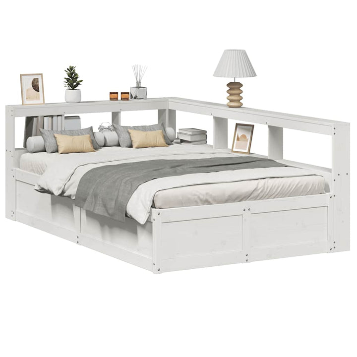 Lit Bibliothèque Sans Matelas Cire Marron Pin Massif