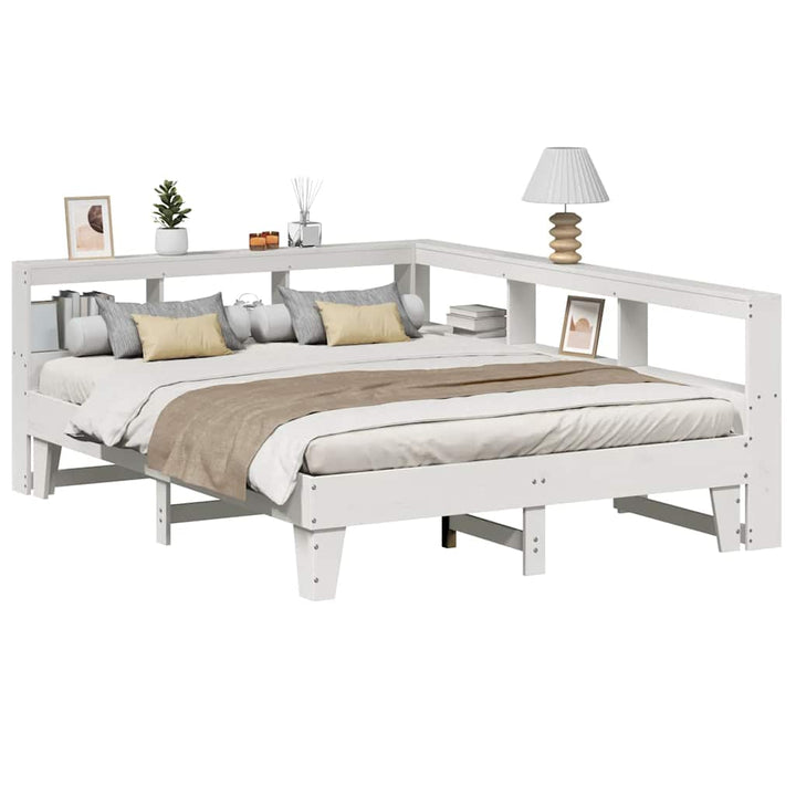 Lit Bibliothèque Sans Matelas Cire Marron Pin Massif