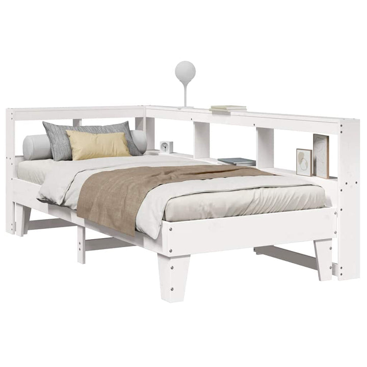 Lit Bibliothèque Sans Matelas Cire Marron Pin Massif