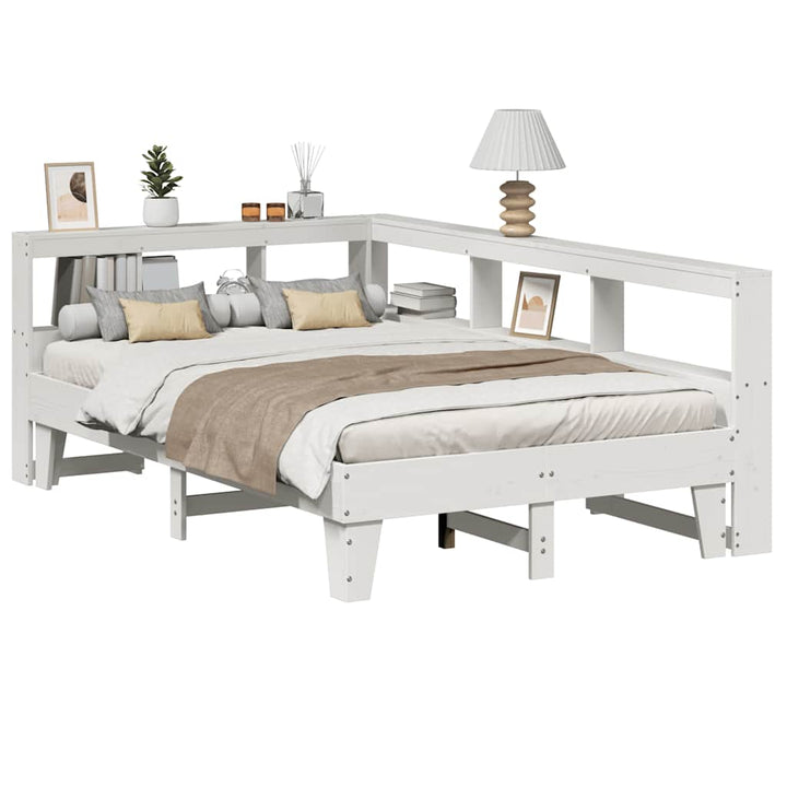 Lit Bibliothèque Sans Matelas Cire Marron Pin Massif