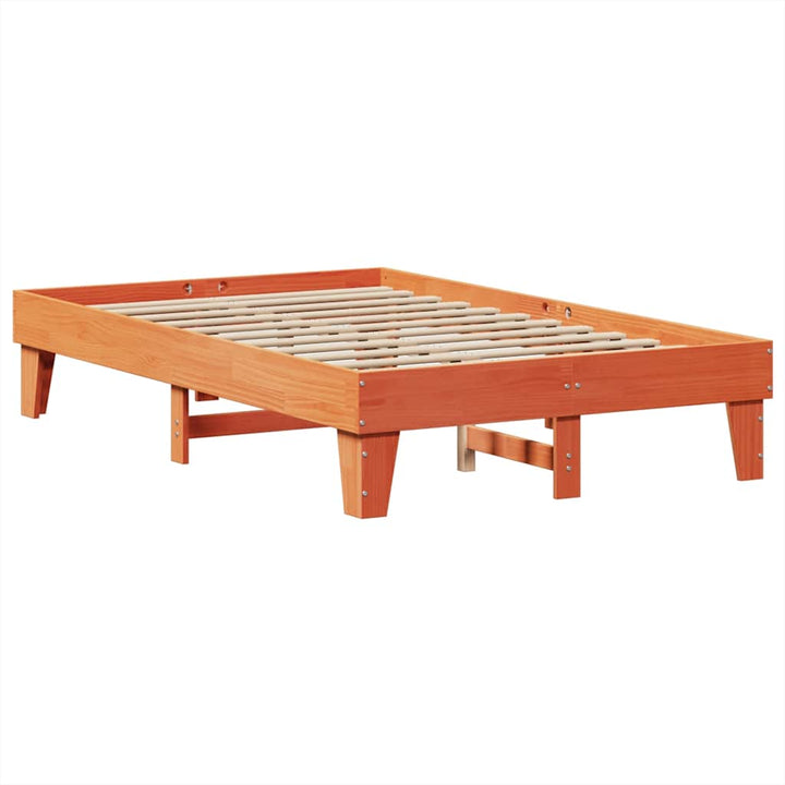 Lit Bibliothèque Sans Matelas Cire Marron Pin Massif