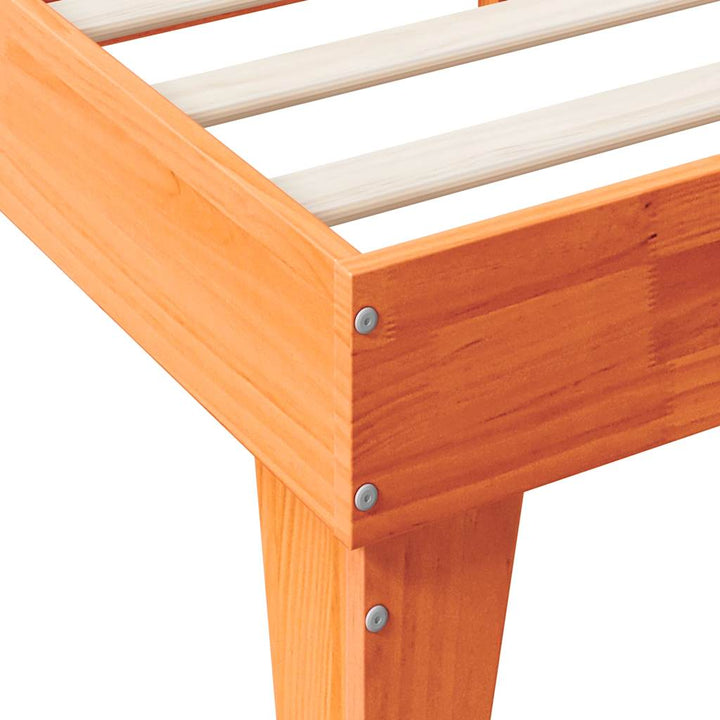 Lit Bibliothèque Sans Matelas Cire Marron Pin Massif