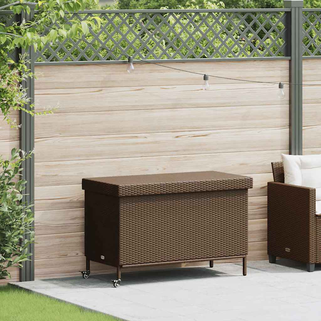 Boîte Rangement Jardin Roues Résine Tressée
