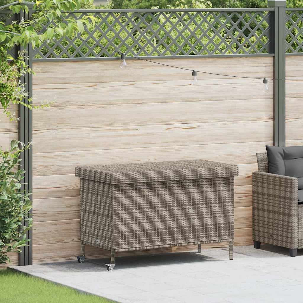 Boîte Rangement Jardin Roues Résine Tressée