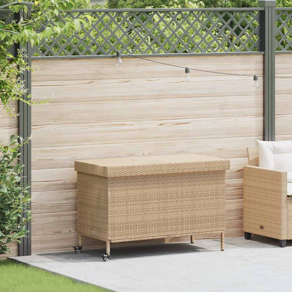 Boîte Rangement Jardin Roues Résine Tressée