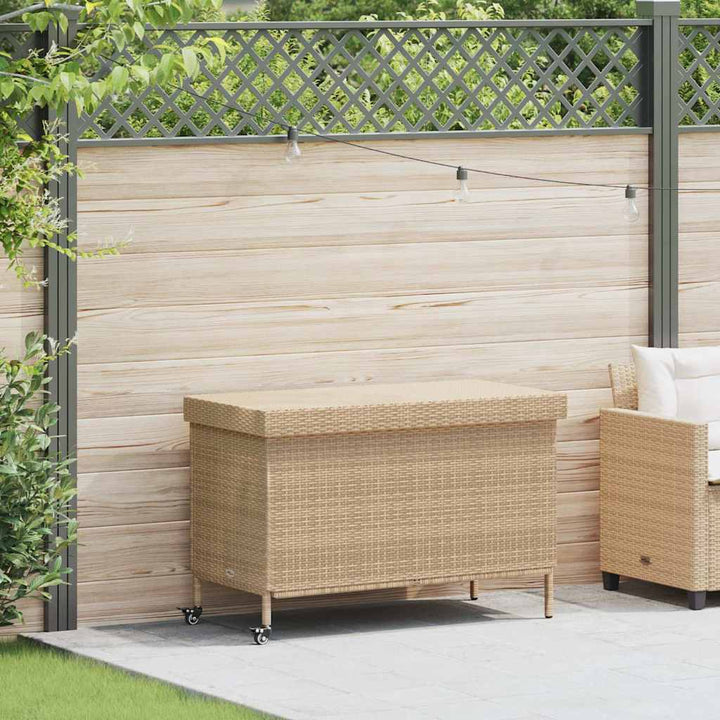 Boîte Rangement Jardin Roues Résine Tressée