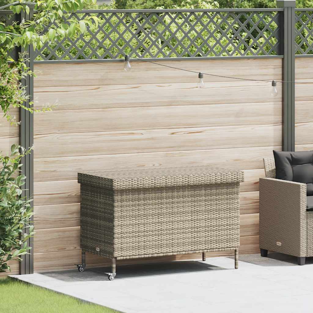 Boîte Rangement Jardin Roues Résine Tressée