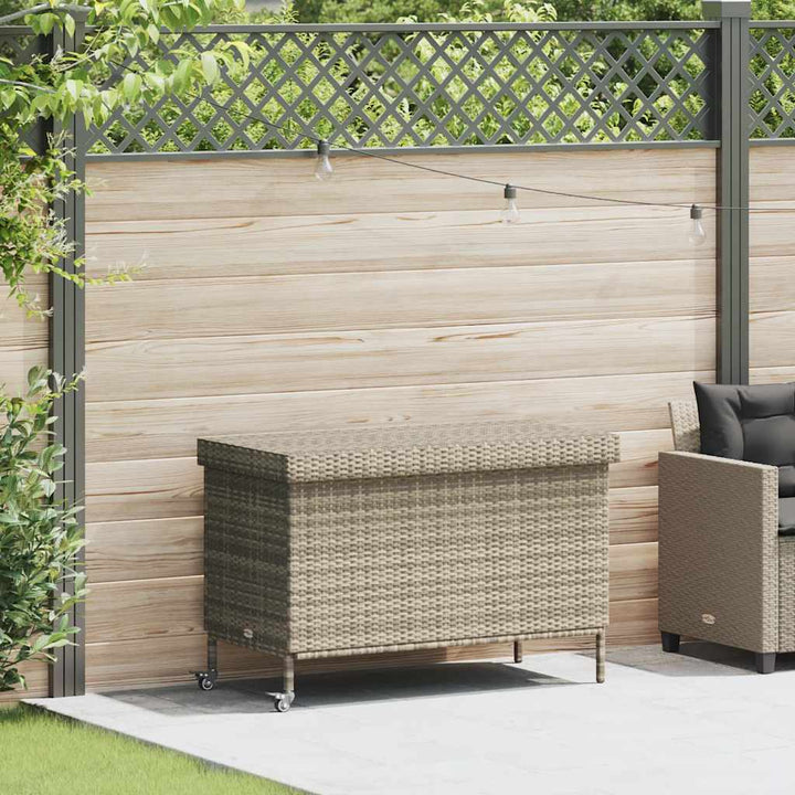 Boîte Rangement Jardin Roues Résine Tressée