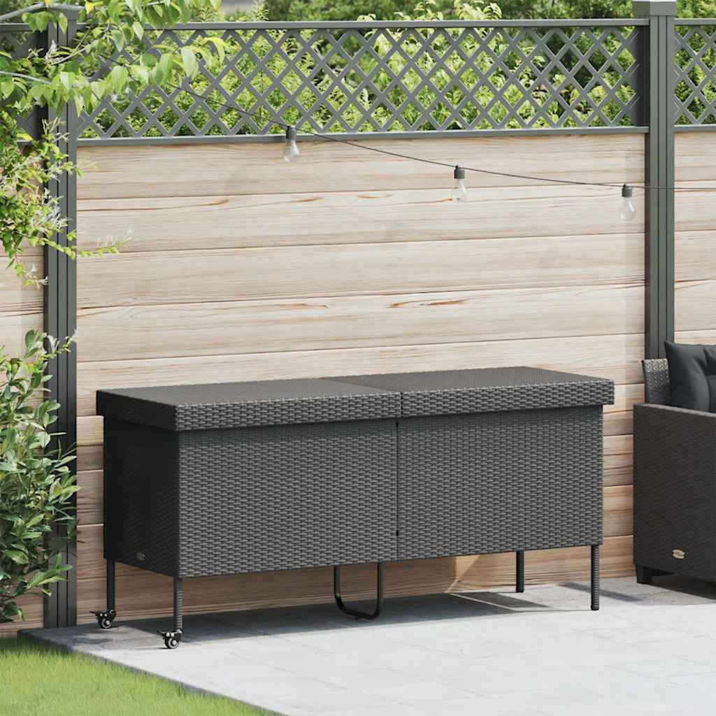 Boîte Rangement Jardin Roues Résine Tressée