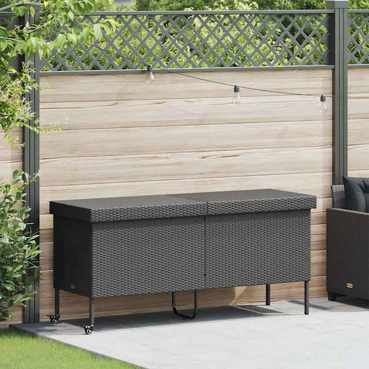 Boîte Rangement Jardin Roues Résine Tressée
