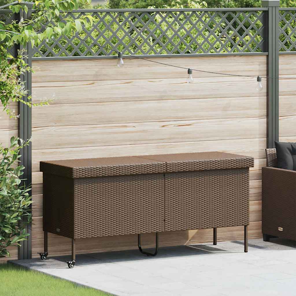 Boîte Rangement Jardin Roues Résine Tressée