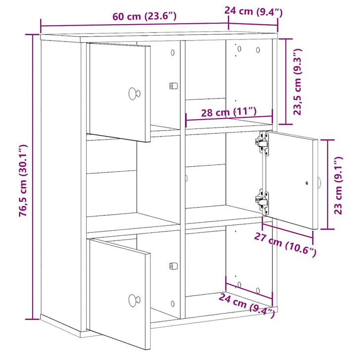 Bibliothèque 60X24X76,5 Cm Bois D'ingénierie Vieux Bois