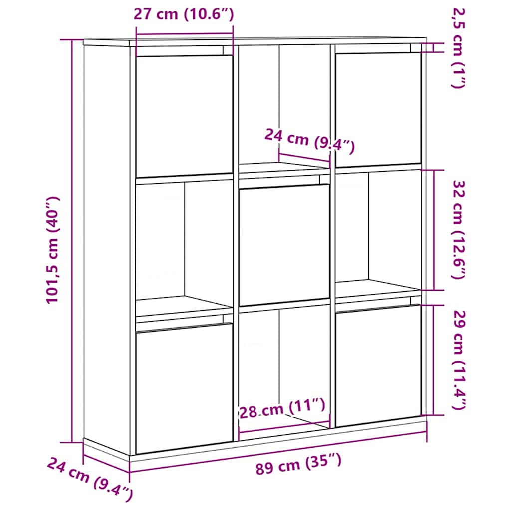 Bibliothèque Chêne 89X24X101,5 Cm Bois D'ingénierie Noir
