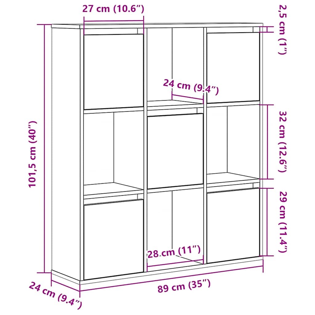 Bibliothèque 89X24X101,5 Cm Bois D'ingénierie Chêne Artisanal