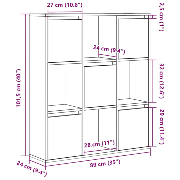 Bibliothèque 89X24X101,5 Cm Bois D'ingénierie Chêne Artisanal