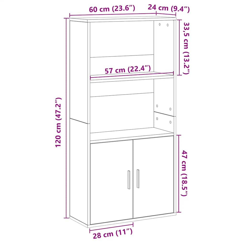 Bibliothèque Chêne 60X24X Bois D'ingénierie