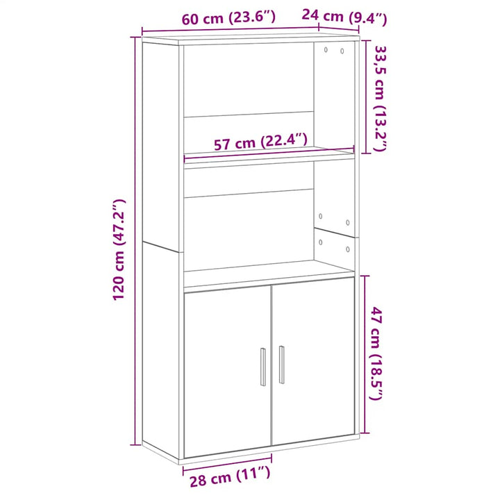 Bibliothèque Chêne 60X24X Bois D'ingénierie