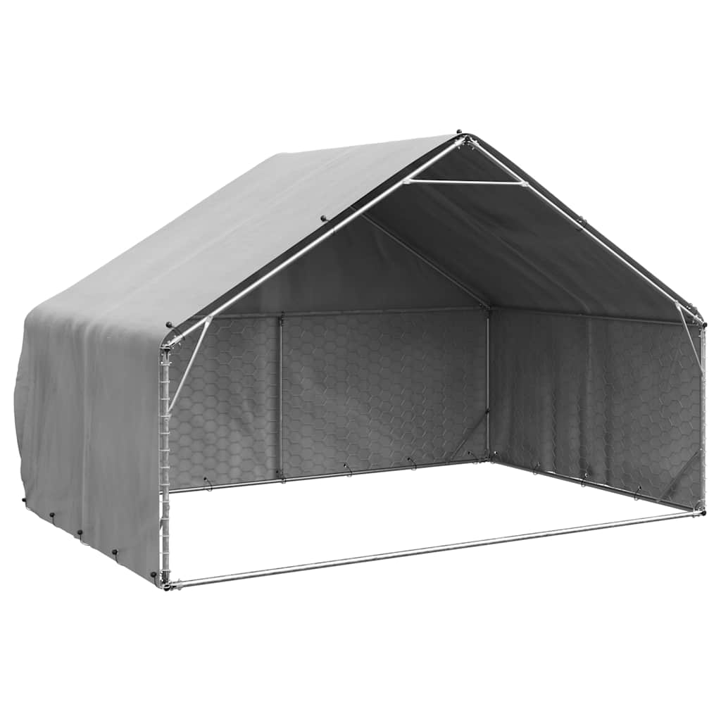 Chenil D'extérieur Pour Chiens Housse 3X2X1,9 M Acier Galvanisé