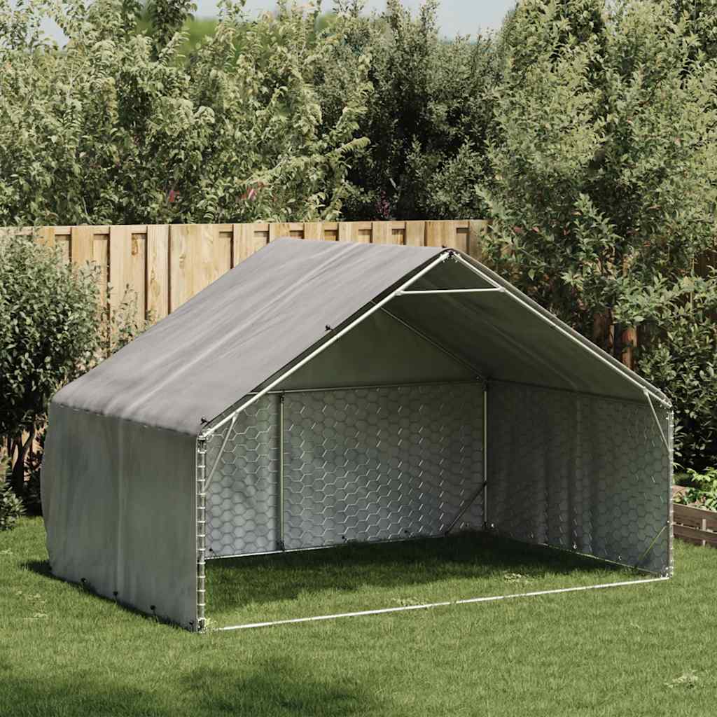 Chenil D'extérieur Pour Chiens Housse 3X2X1,9 M Acier Galvanisé