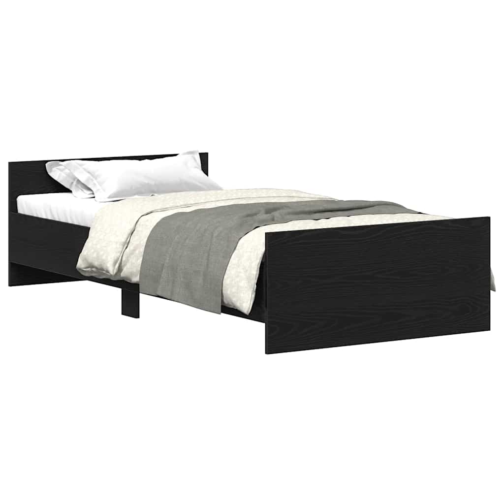 Cadre De Lit Sans Matelas 90X200Cm Bois D'ingénierie Chêne Noir