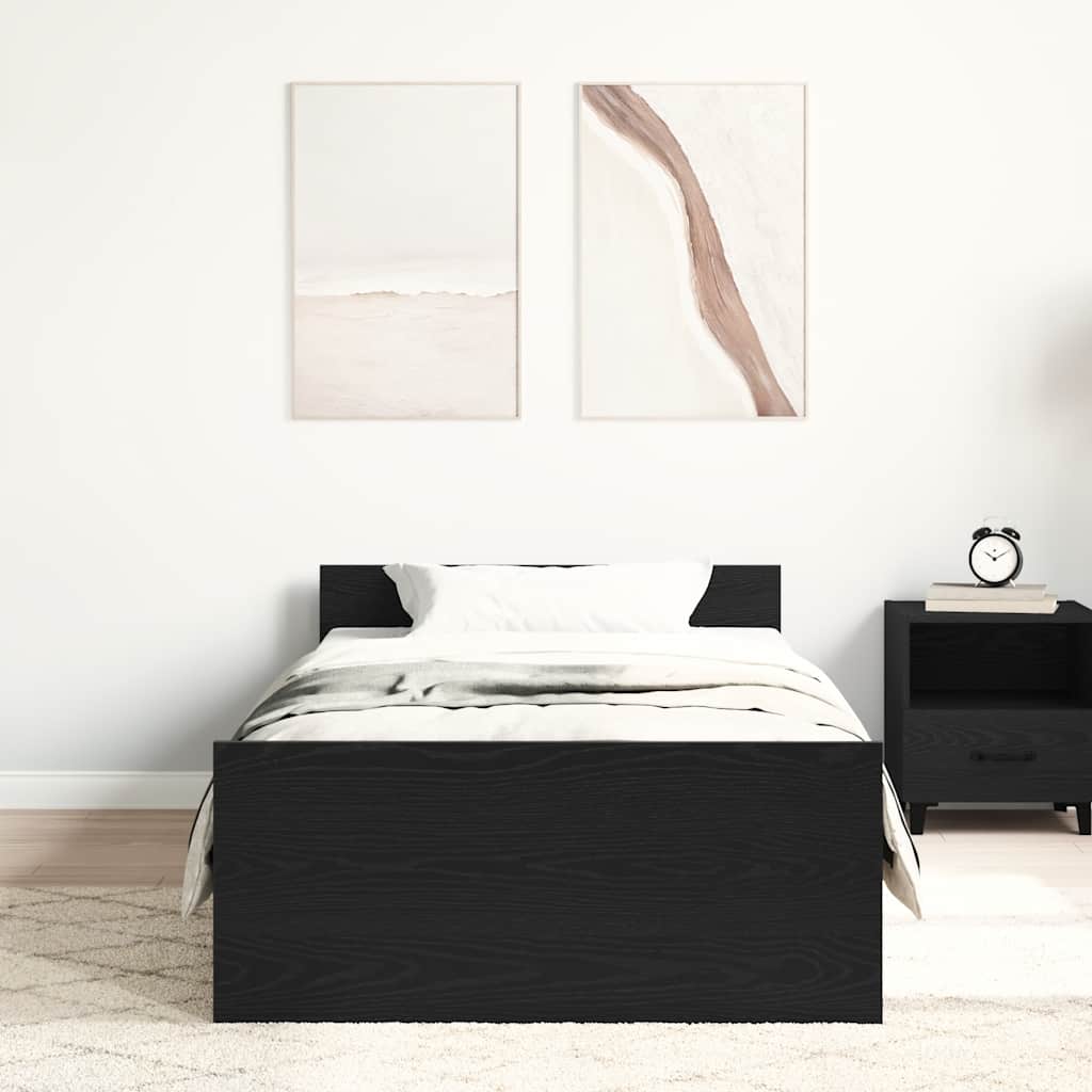 Cadre De Lit Sans Matelas 90X200Cm Bois D'ingénierie Chêne Noir