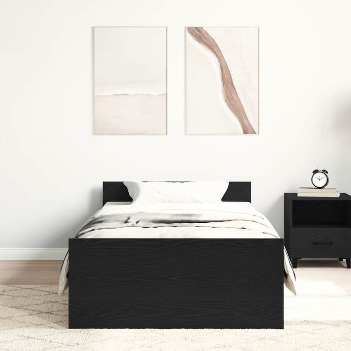 Cadre De Lit Sans Matelas 90X200Cm Bois D'ingénierie Chêne Noir