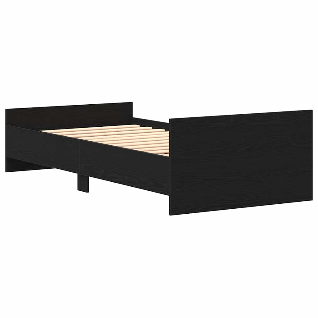 Cadre De Lit Sans Matelas 90X200Cm Bois D'ingénierie Chêne Noir