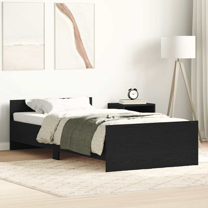 Cadre De Lit Sans Matelas 90X200Cm Bois D'ingénierie Chêne Noir