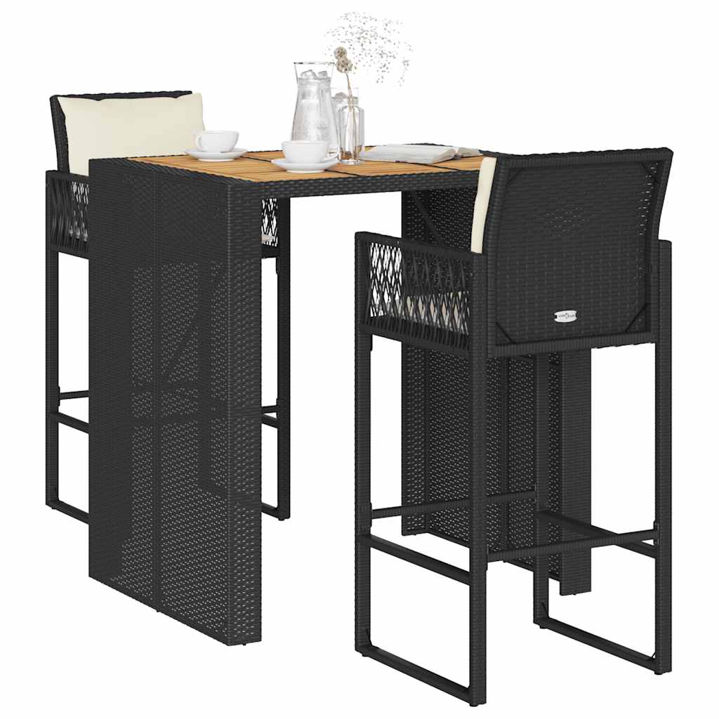 Ensemble De Bar De Jardin 5 Pcs Avec Coussins Poly Rotin