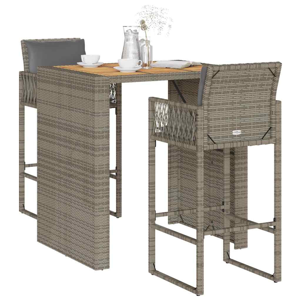 Ensemble De Bar De Jardin 5 Pcs Avec Coussins Poly Rotin