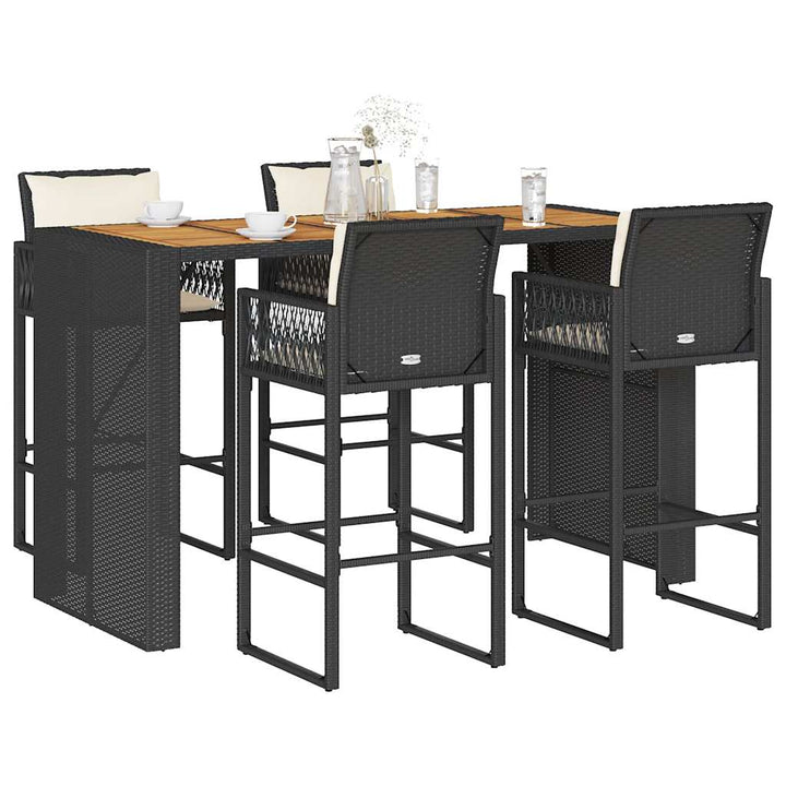 Ensemble De Bar De Jardin 5 Pcs Avec Coussins Poly Rotin