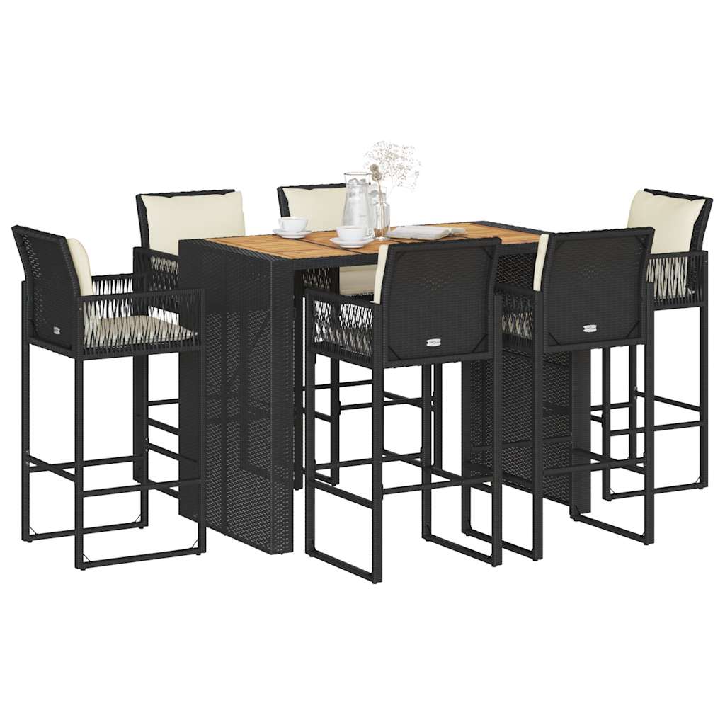 Ensemble De Bar De Jardin 5 Pcs Avec Coussins Poly Rotin