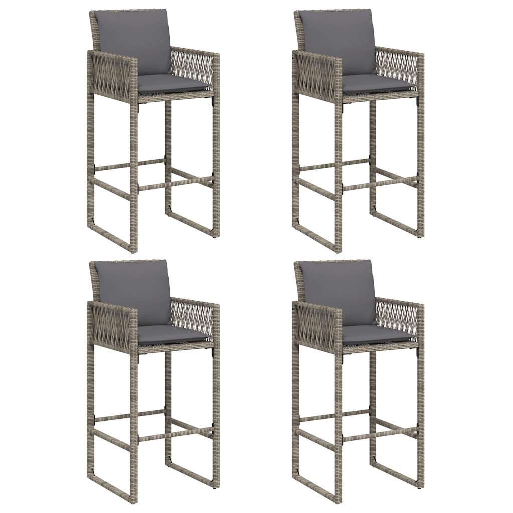 Ensemble De Bar De Jardin 5 Pcs Avec Coussins Poly Rotin