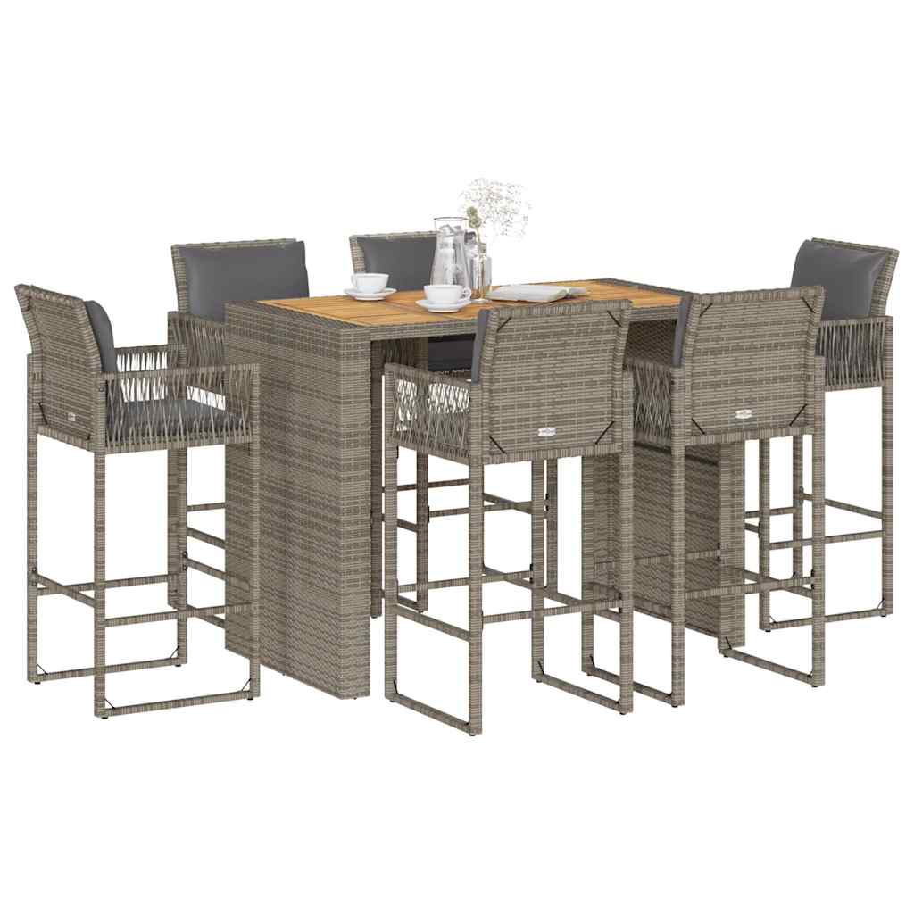 Ensemble De Bar De Jardin 5 Pcs Avec Coussins Poly Rotin