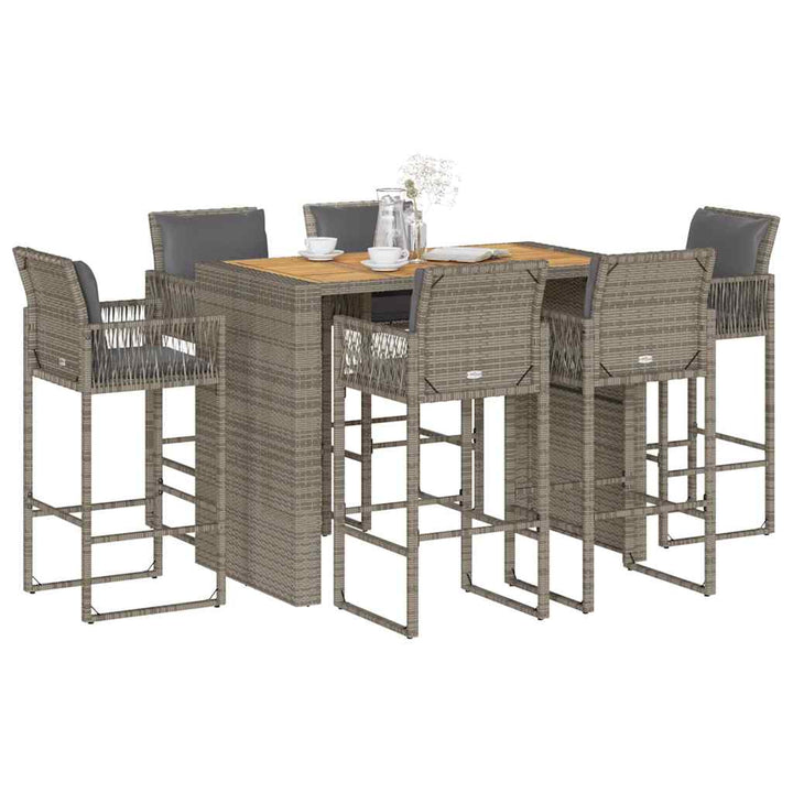 Ensemble De Bar De Jardin 5 Pcs Avec Coussins Poly Rotin