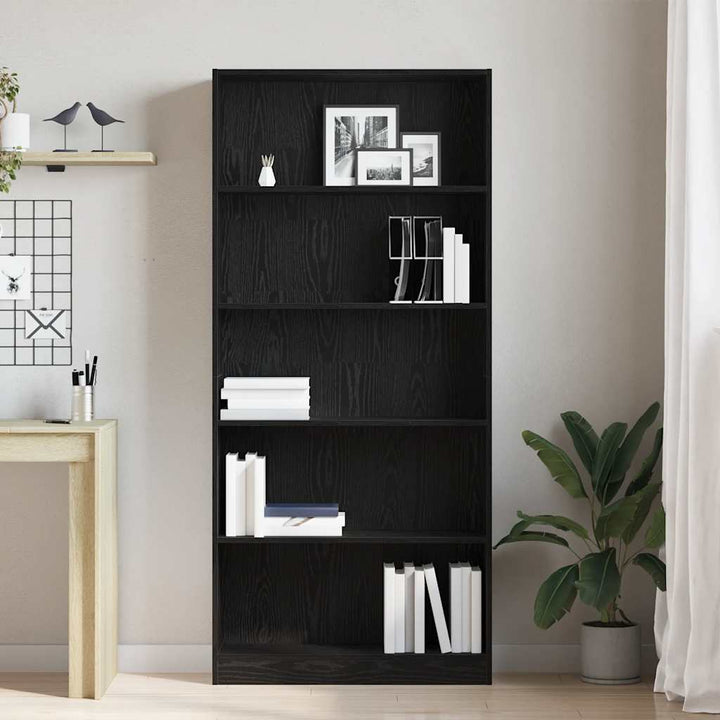 Bibliothèque 80X24X Bois D'ingénierie Chêne Noir