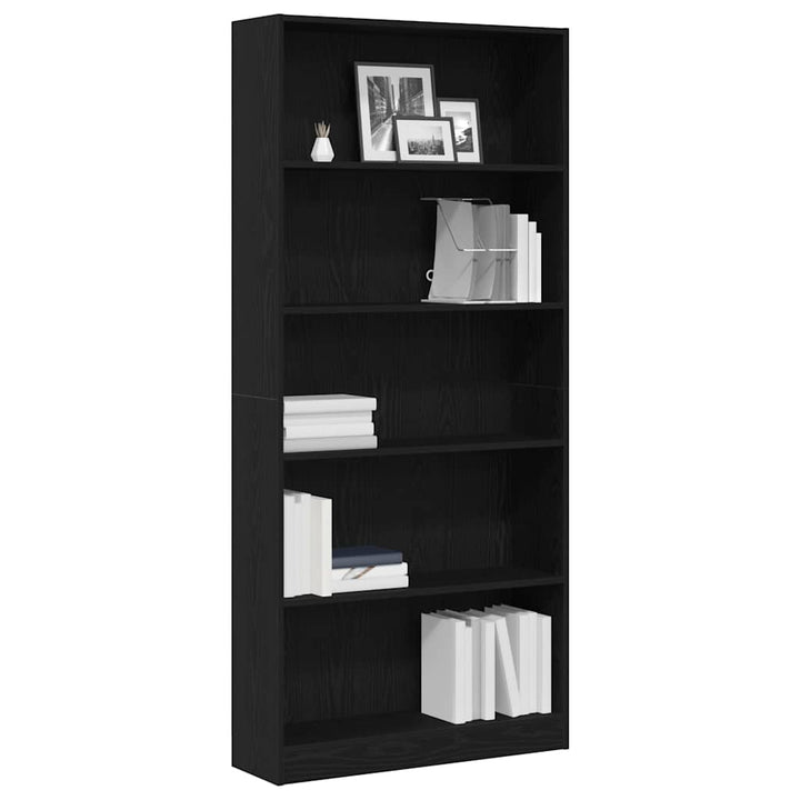 Bibliothèque 80X24X Bois D'ingénierie Chêne Noir