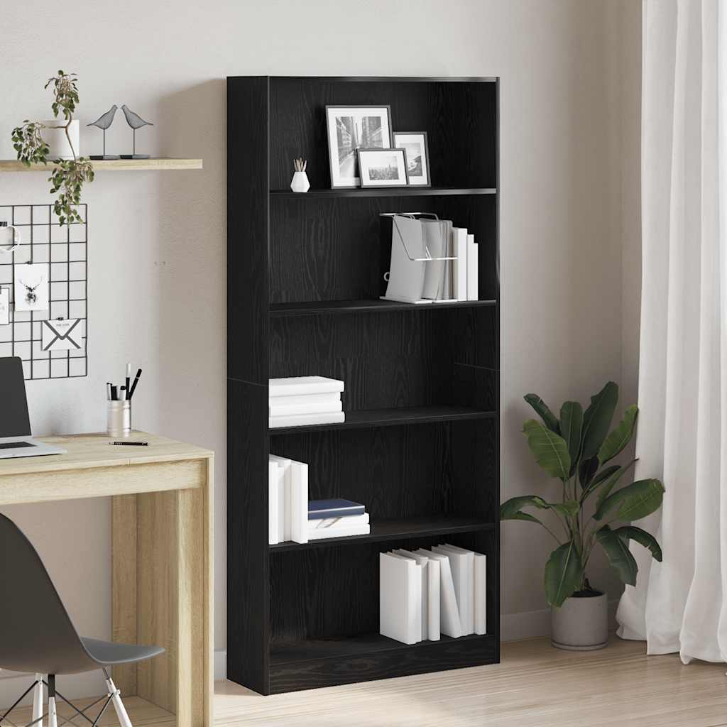 Bibliothèque 80X24X Bois D'ingénierie Chêne Noir