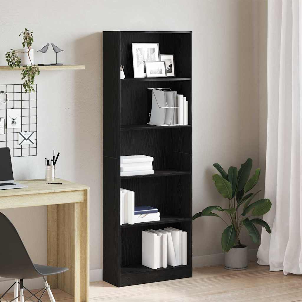 Bibliothèque En - 60 X 24 X , Bois Ingénieré Chêne Noir