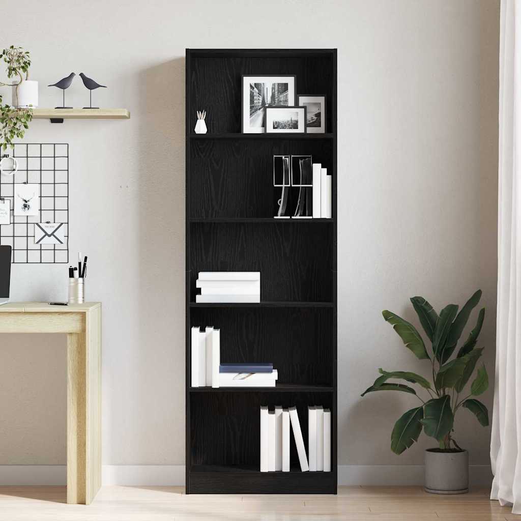 Bibliothèque En - 60 X 24 X , Bois Ingénieré Chêne Noir