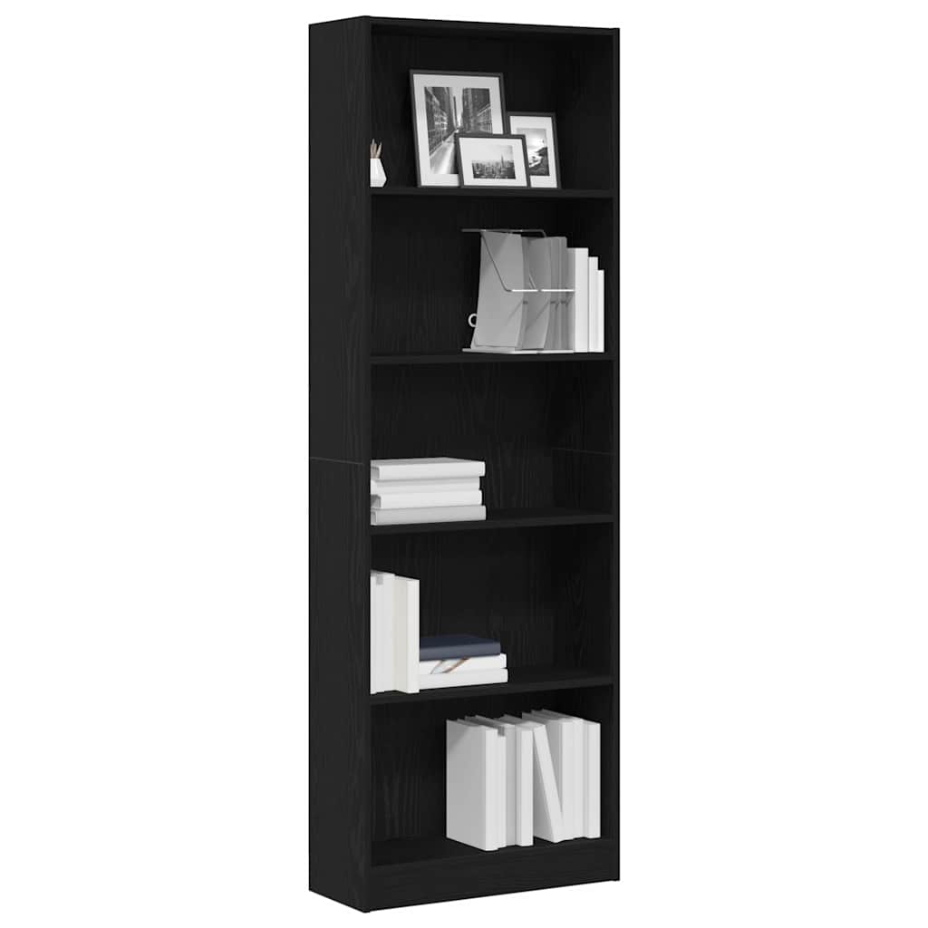 Bibliothèque En - 60 X 24 X , Bois Ingénieré Chêne Noir