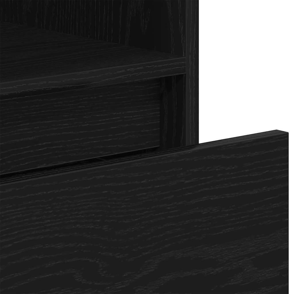 Bibliothèque Modulable  Noir Chêne 36X30X171 Cm Bois D'ingénierie
