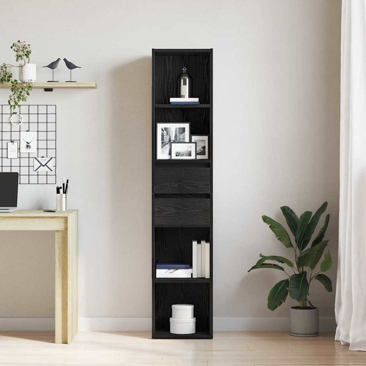 Bibliothèque Modulable  Noir Chêne 36X30X171 Cm Bois D'ingénierie