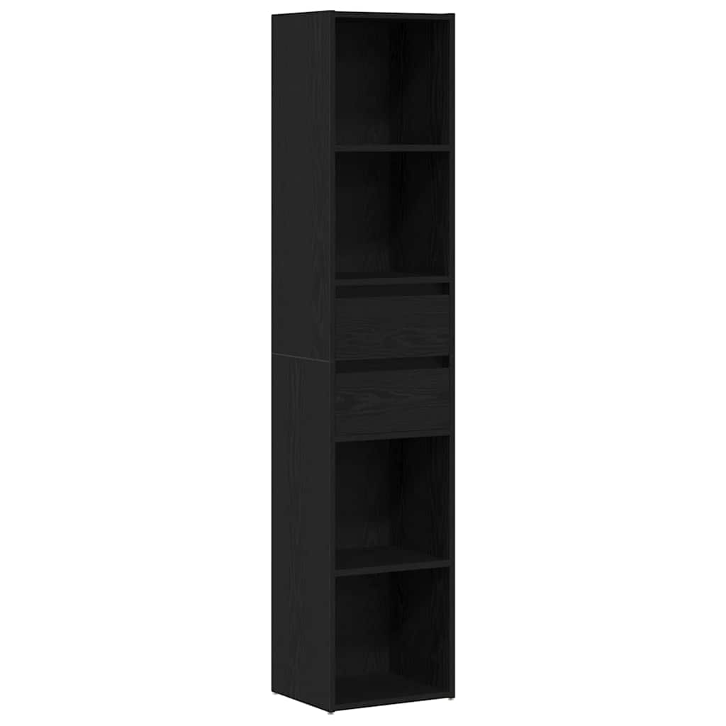 Bibliothèque Modulable  Noir Chêne 36X30X171 Cm Bois D'ingénierie