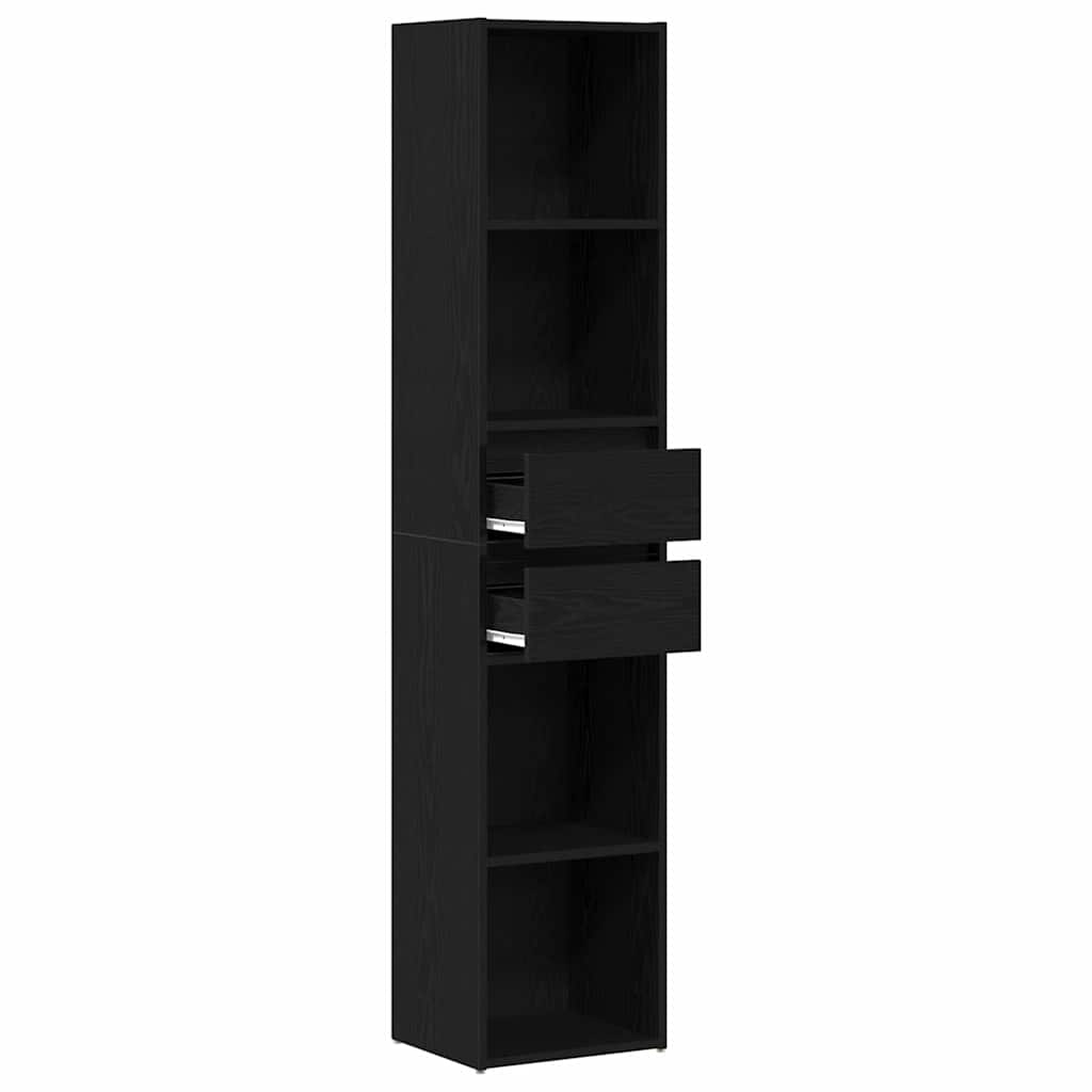 Bibliothèque Modulable  Noir Chêne 36X30X171 Cm Bois D'ingénierie