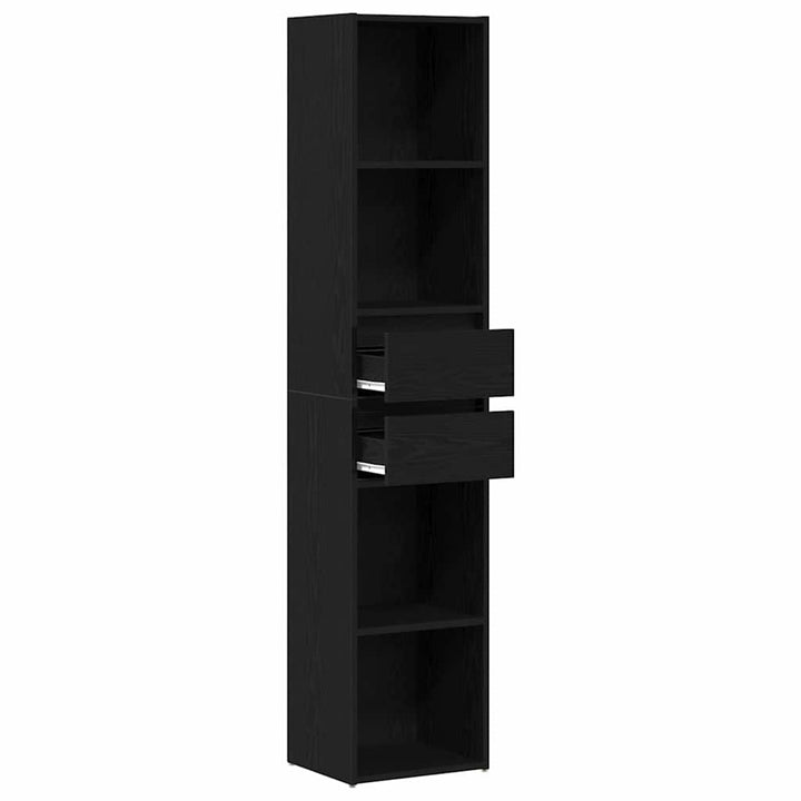 Bibliothèque Modulable  Noir Chêne 36X30X171 Cm Bois D'ingénierie