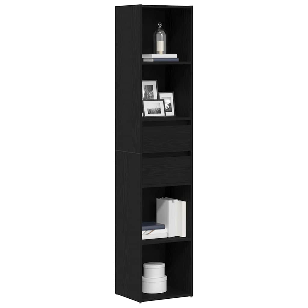 Bibliothèque Modulable  Noir Chêne 36X30X171 Cm Bois D'ingénierie