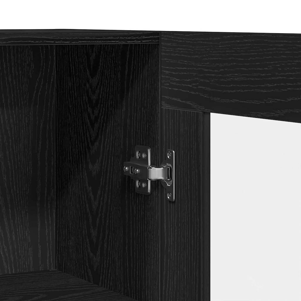 Bibliothèque  En Noir Et Chêne, 82,5X30,5X, En Bois D'ingénierie