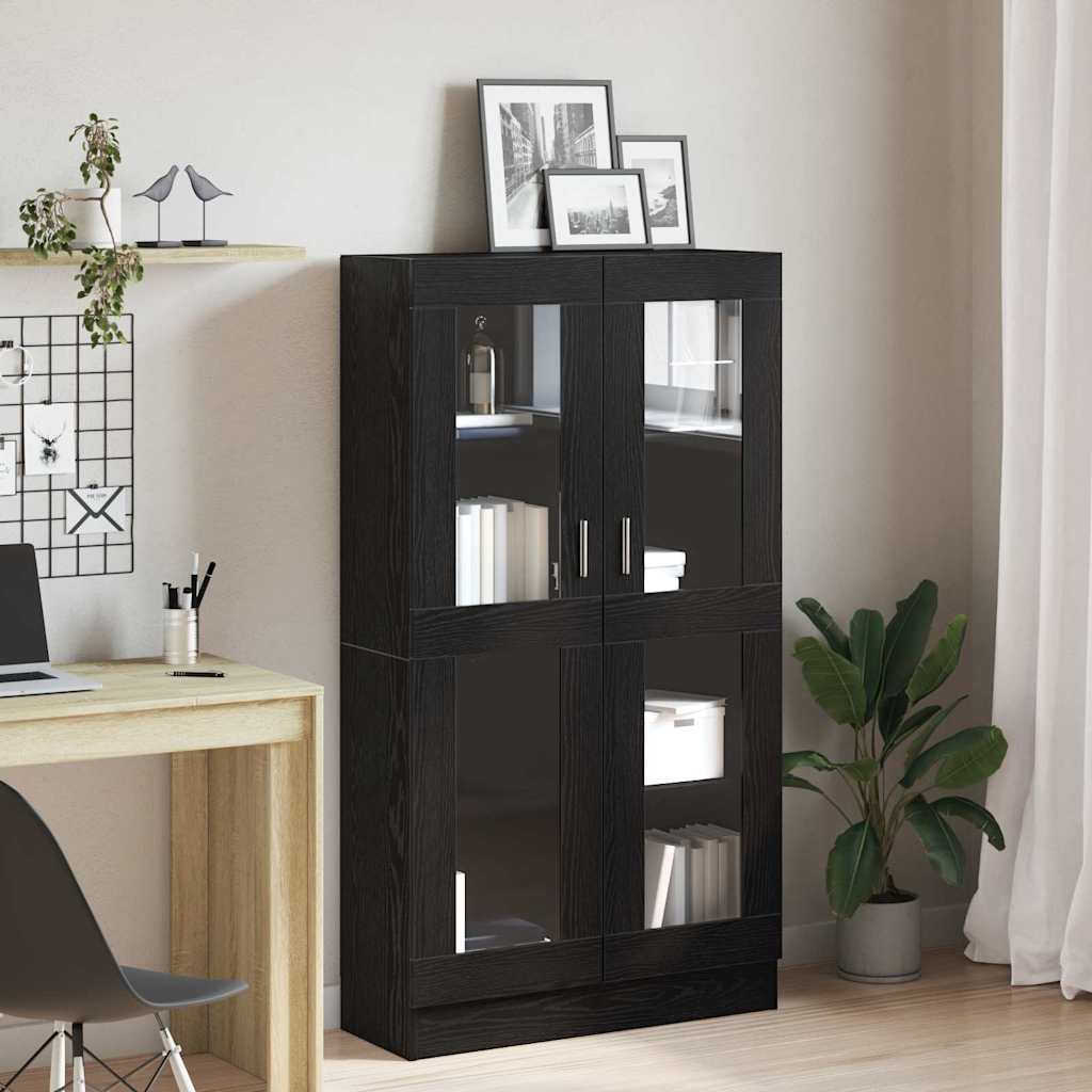 Bibliothèque  En Noir Et Chêne, 82,5X30,5X, En Bois D'ingénierie