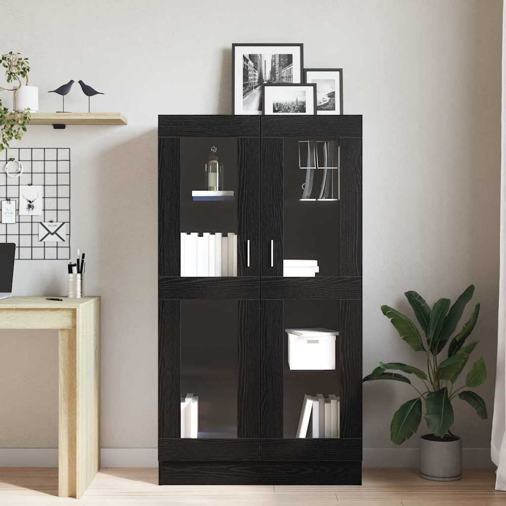 Bibliothèque  En Noir Et Chêne, 82,5X30,5X, En Bois D'ingénierie